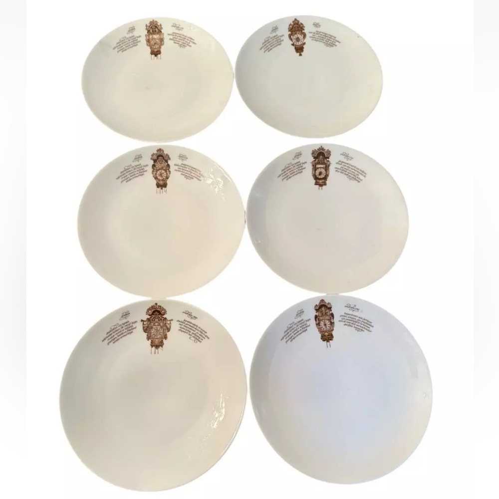Vintage Clock Salad Dessert Plate, Mitterteich Porzellan Germany Set of 6